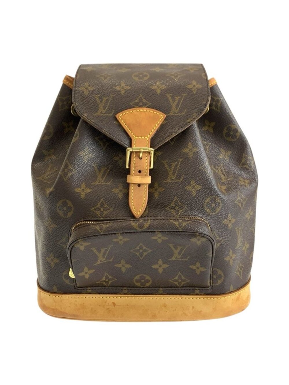 Louis Vuitton Monogram Montsouris MM Backpack Brown Gold Leather